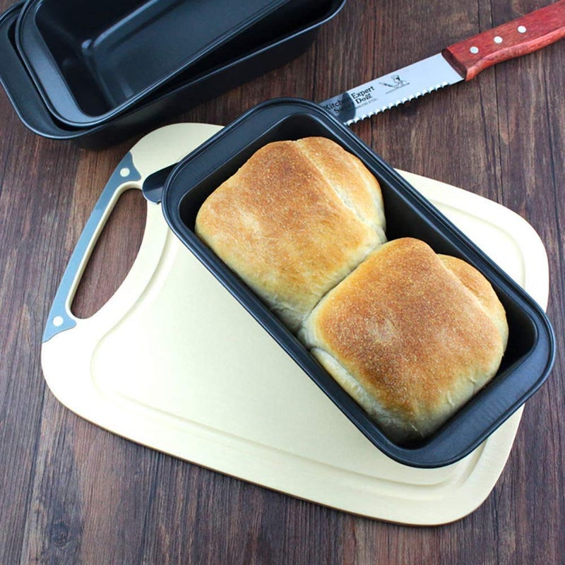 Mingcao Nonstick Loaf Pan,8.5 x 4.5 Inch Carbon Steel Toast Pan for Baking Bread with Oven, Gray set of 2 - Image 3